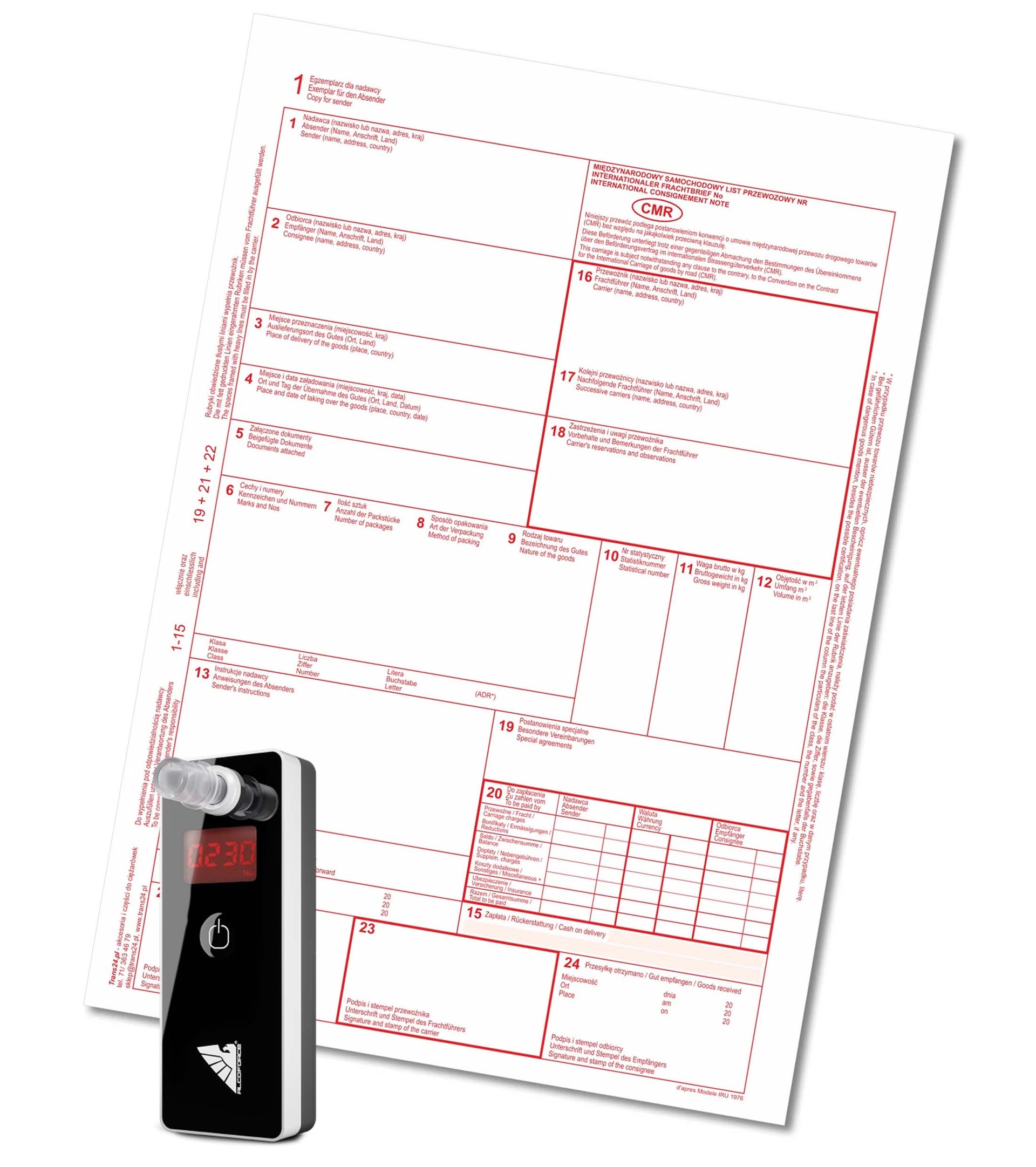 Druki CMR 5 czyste - pakiet 100bl (Alkomat gratis)