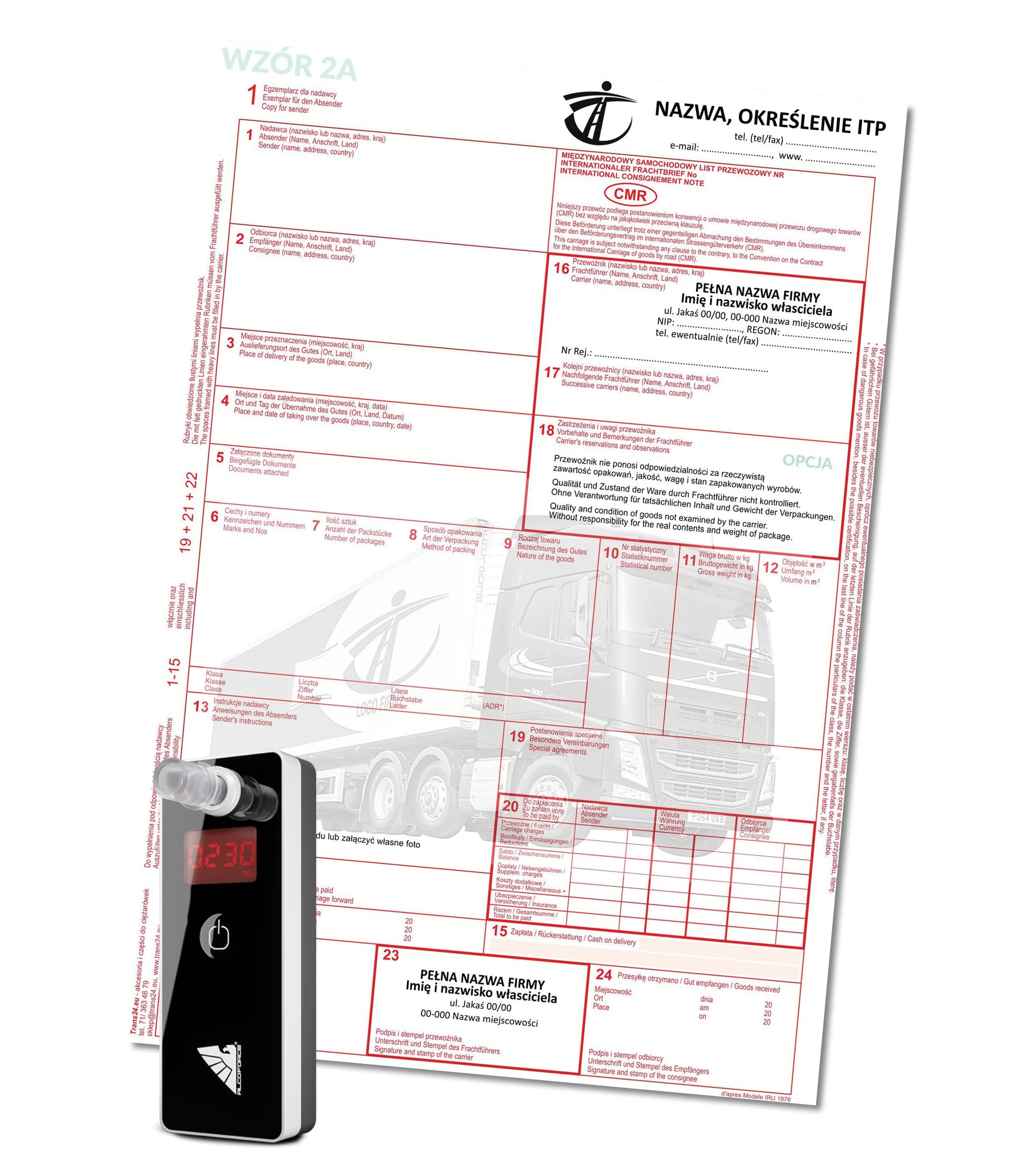 CMR 3 Nadruk Danych - pakiet 100bl (Alkomat gratis)