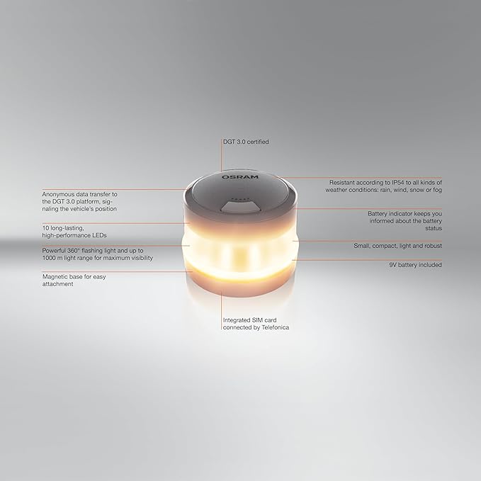 OSRAM LEDguardian® Road Flare Signal V16 IoT, V16 vészjelző lámpa, DGT 3.0 platform kompatibilis OSRAM LEDguardian® Road Flare Signal V16 IoT, V16 vészjelző lámpa, DGT 3.0 platform kompatibilis