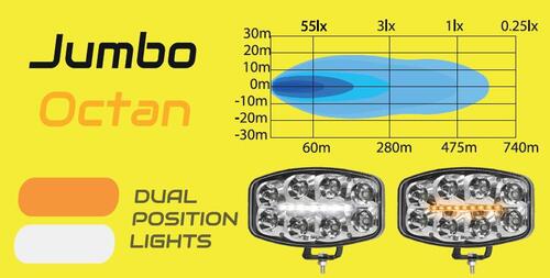Reflektor SKYLED Jumbo Octan FULL LED z białym/pomarańczowym światłem pozycyjnym JE320.40