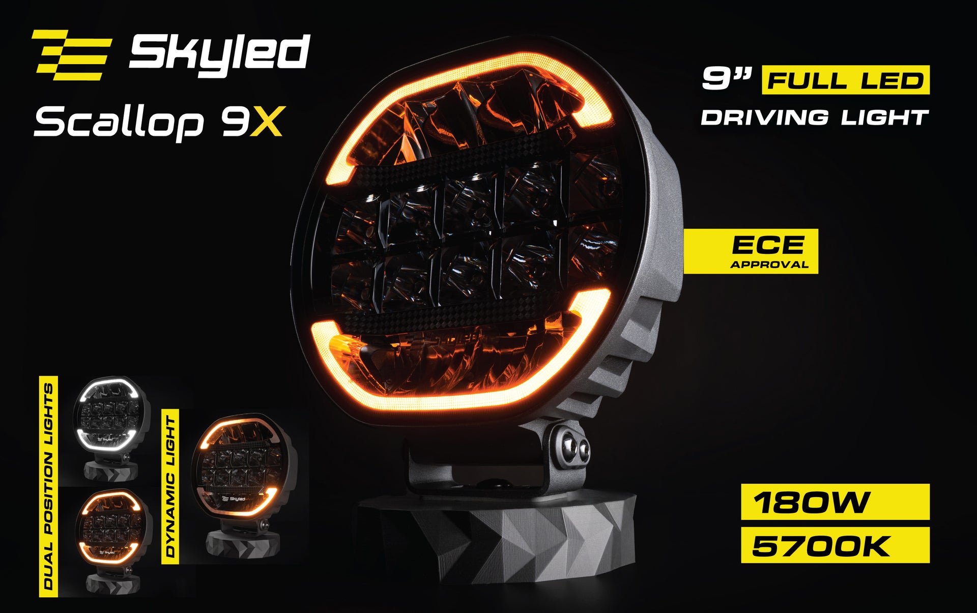 Reflektor SKYLED SCALLOP 9X FI220 (180W, z białym i pomarańczowym dynamicznym światłem pozycyjnym) R10/R148/R149 13300066