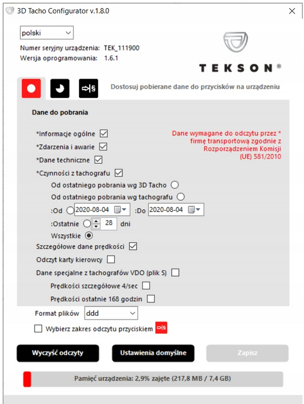 3D Tacho czytnik kart kierowców i nowych tachografów SMART 4.1